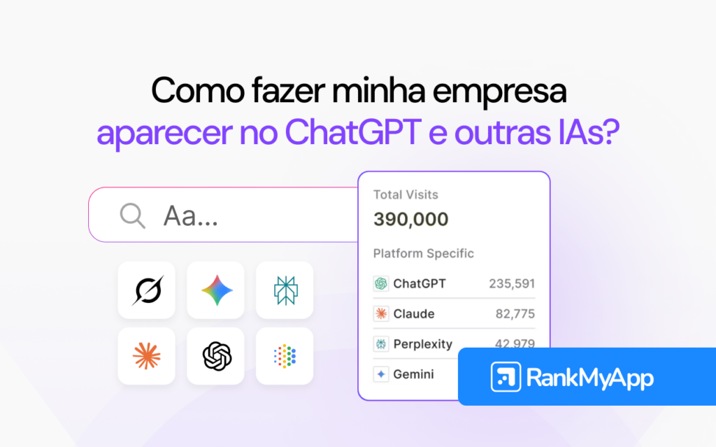 Tela com métricas de visitas e inteligência artificial para empresa aparecer no ChatGPT e outras IAs.