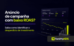 Imagem com o título "Anúncio de campanha com baixo ROAS? Saiba como identificar o desperdício de investimento".