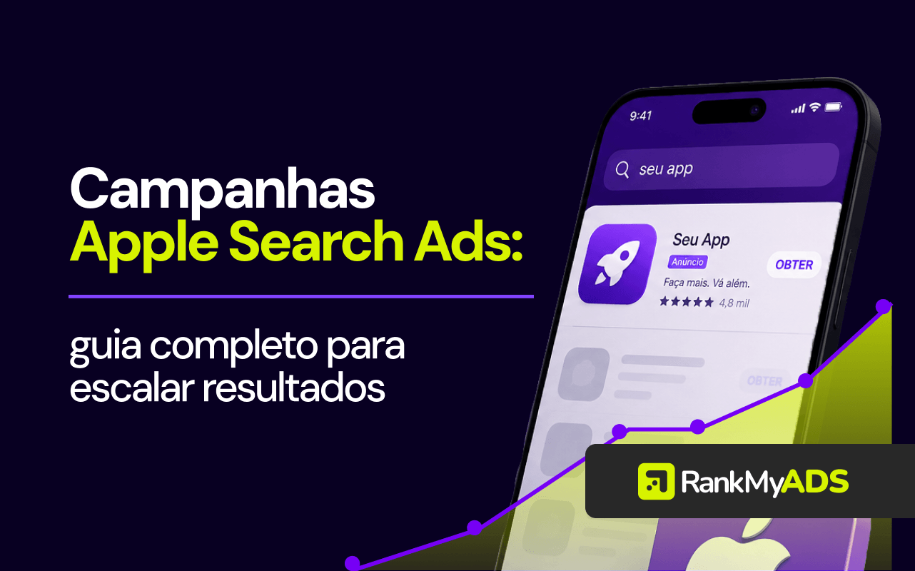 Imagem com o título "Campanhas Apple Search Ads: guia completo para escalar resultados"