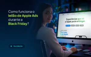 Imagem com o título "Como funciona o leilão de Apple Ads durante a Black Friday"